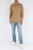 Short Sleeve Knit Polo Shirt in Brown